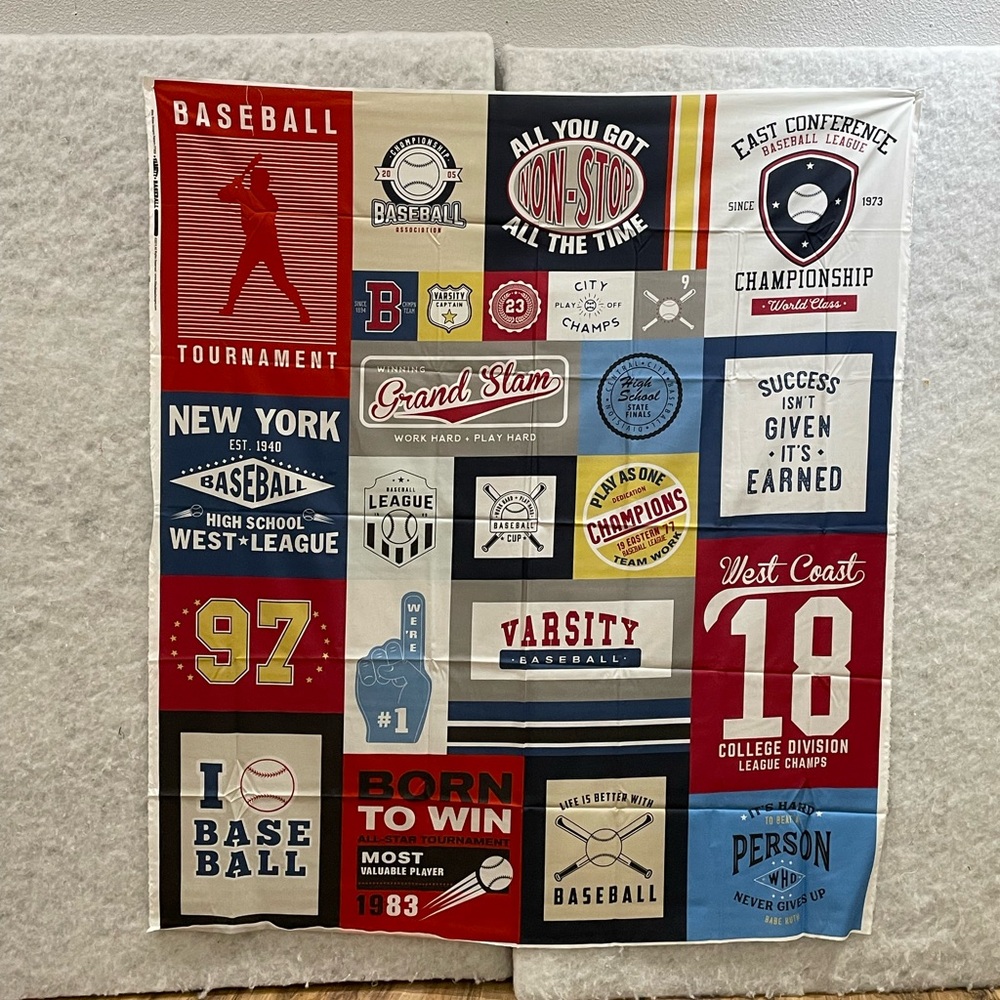 Riley Blake Designs Varsity Baseball Panel by Deena Rutter.
